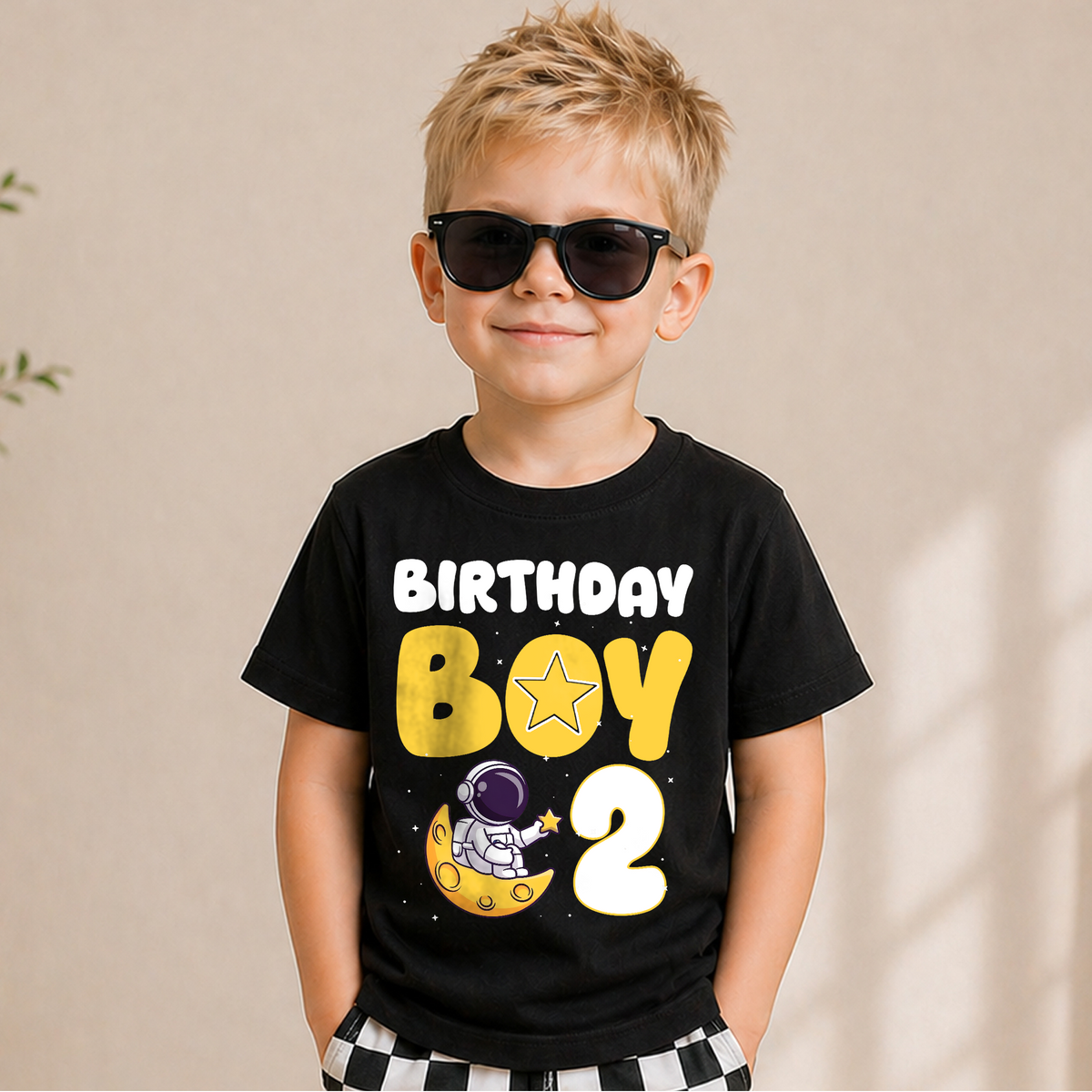 Custom Name Astronaut 2nd Birthday Shirt for Boys — product view 1