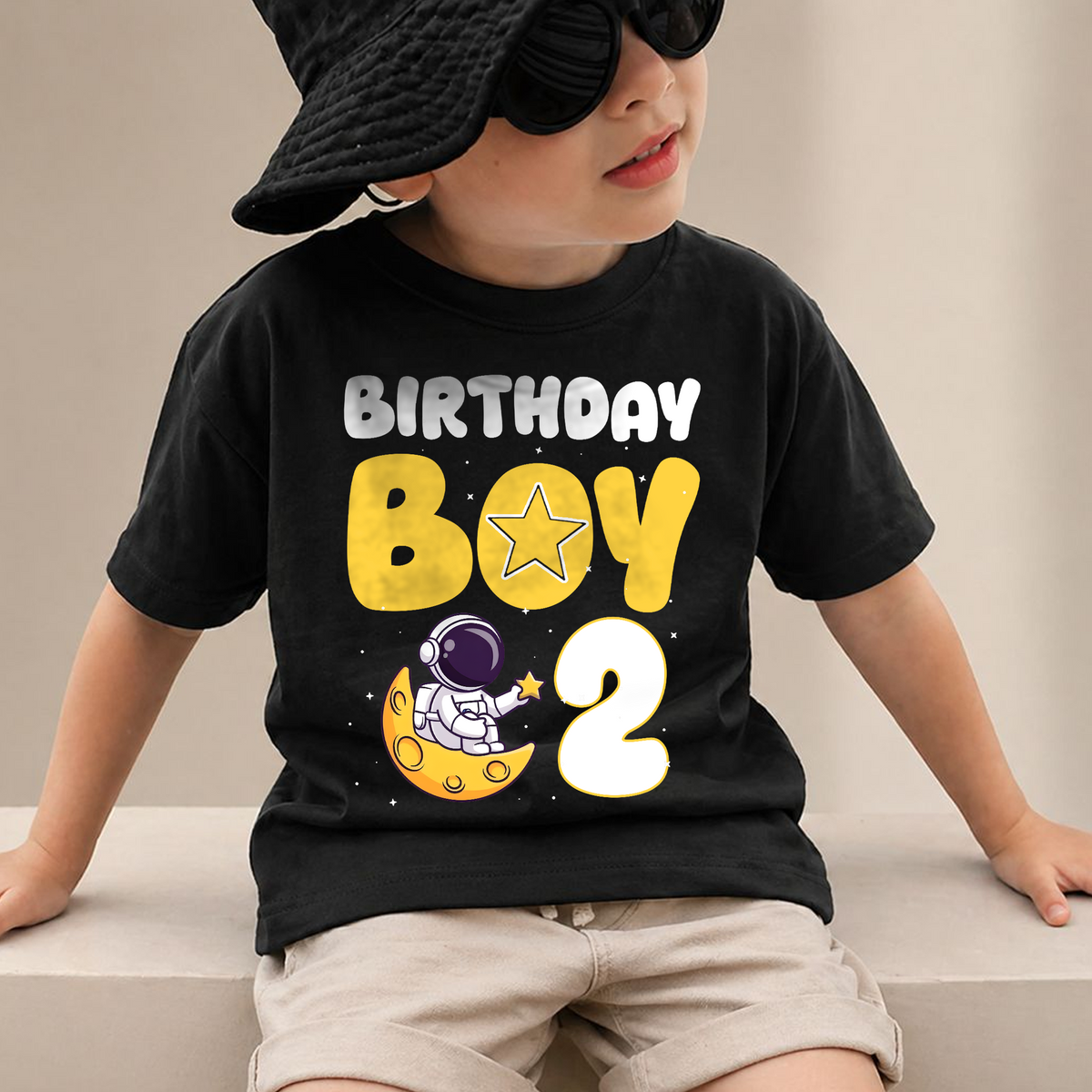 Custom Name Astronaut 2nd Birthday Shirt for Boys — product view 4