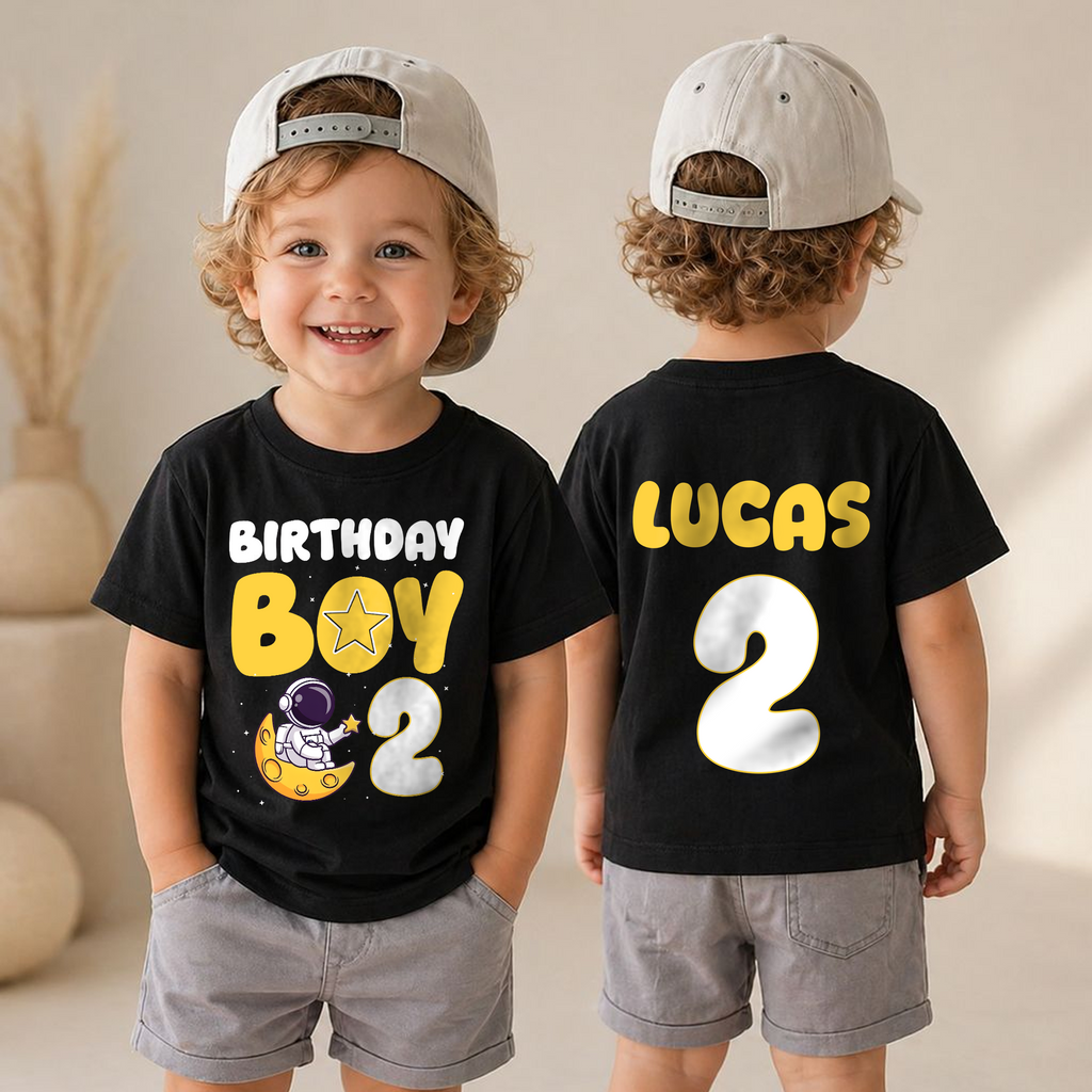 Custom Name Astronaut 2nd Birthday Shirt for Boys — product view 6