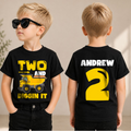 Custom Construction Truck 2nd Birthday Shirt, Two and Digging It — product view 1