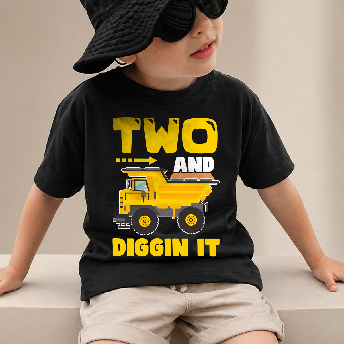 Custom Construction Truck 2nd Birthday Shirt, Two and Digging It — product view 2