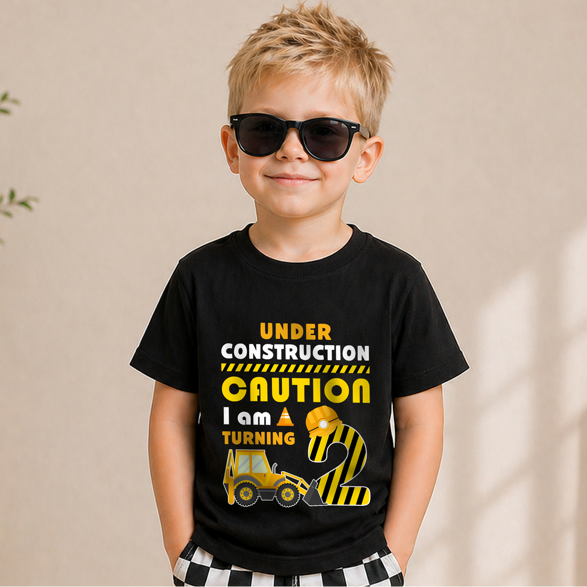 Toddler Personalized Construction Truck 2nd Birthday Shirt, Under Construction — product view 5