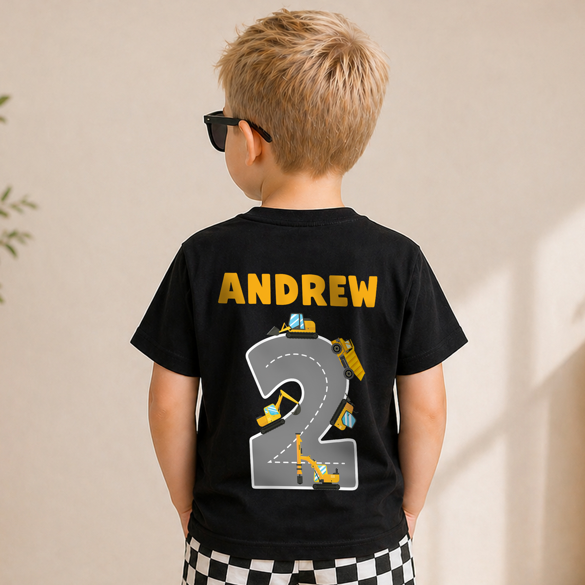 Toddler Personalized Construction Truck 2nd Birthday Shirt, Under Construction — product view 6