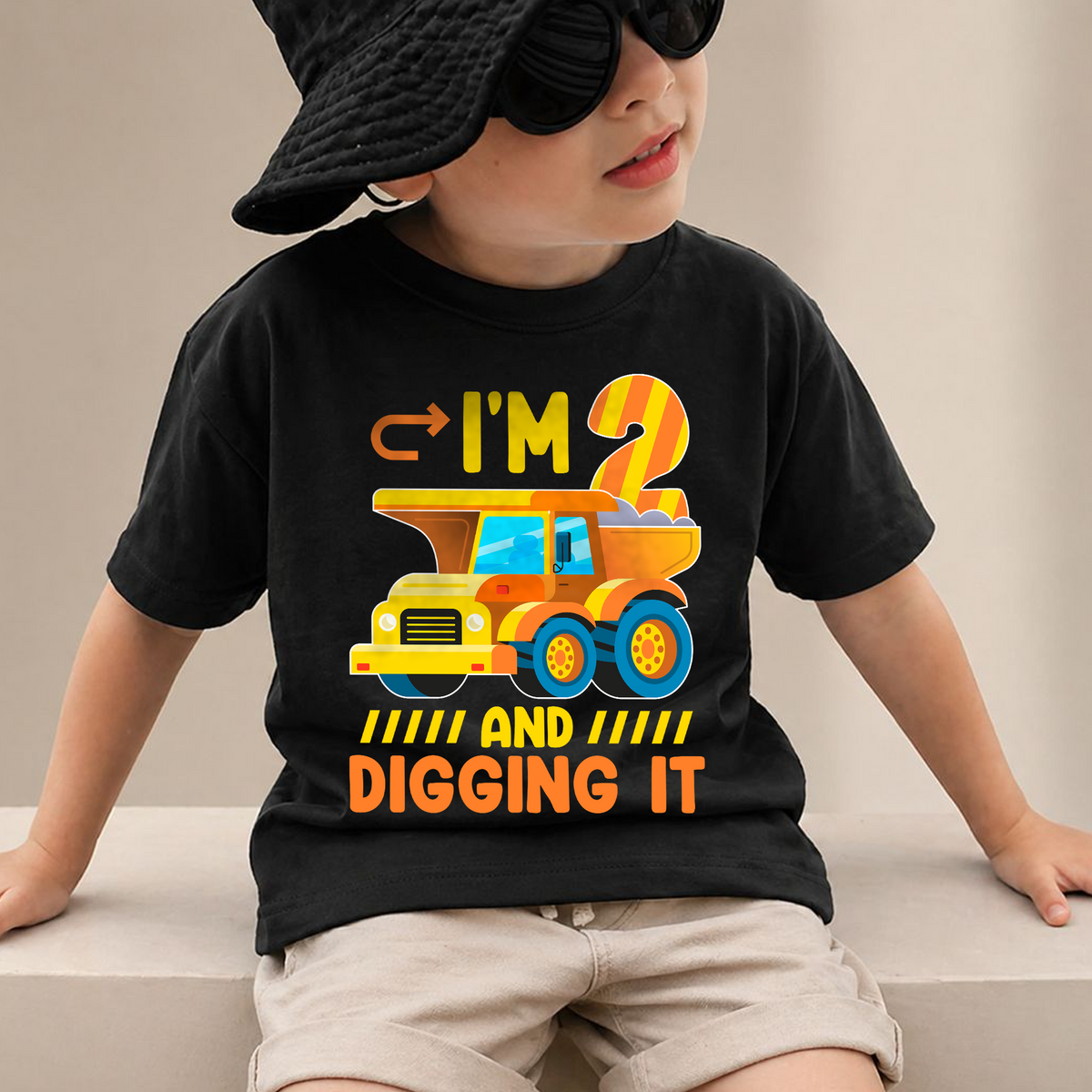 Personalized Construction Truck Birthday Boy Shirt 2, Digging It — product view 2