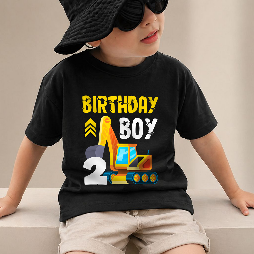 Custom Name Construction Truck Birthday Boy Shirt 2, Digging It — product view 2