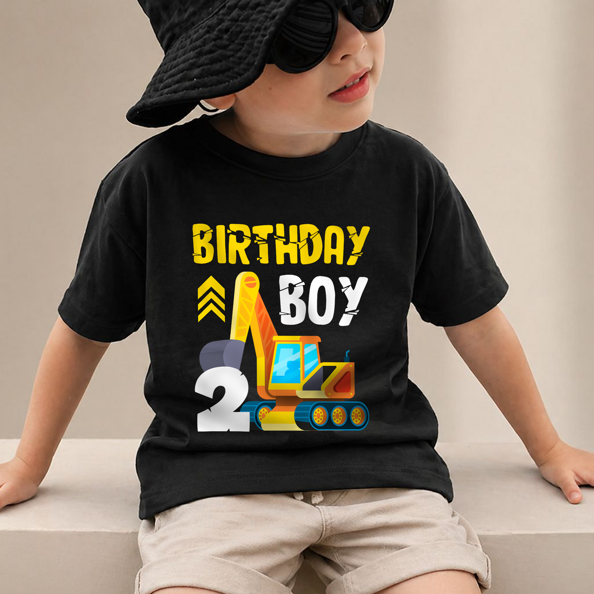 Custom Name Construction Truck Birthday Boy Shirt 2, Digging It — product view 2