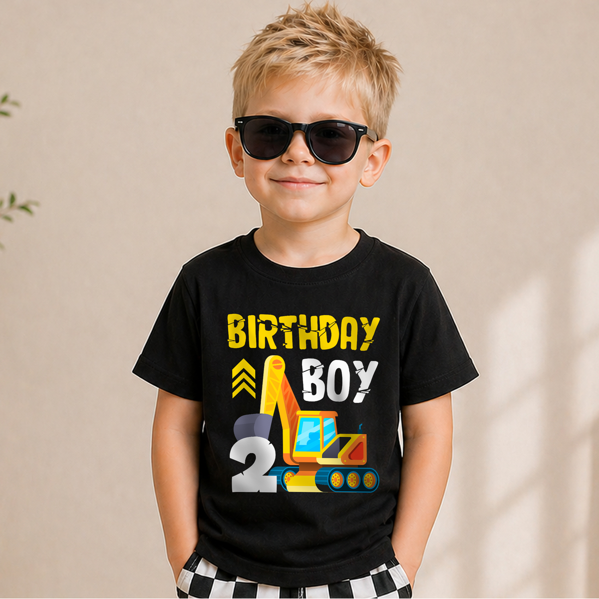 Custom Name Construction Truck Birthday Boy Shirt 2, Digging It — product view 5