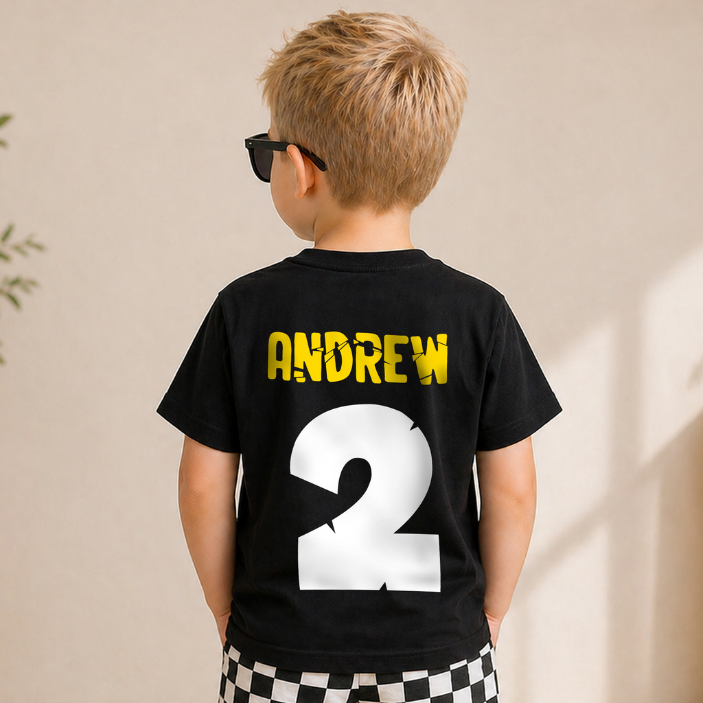 Custom Name Construction Truck Birthday Boy Shirt 2, Digging It — product view 6