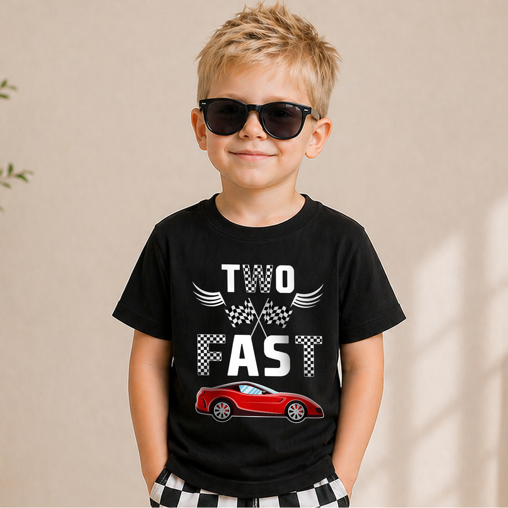 Boys Personalized TWO FAST 2nd Birthday Shirt for Boys — product view 5