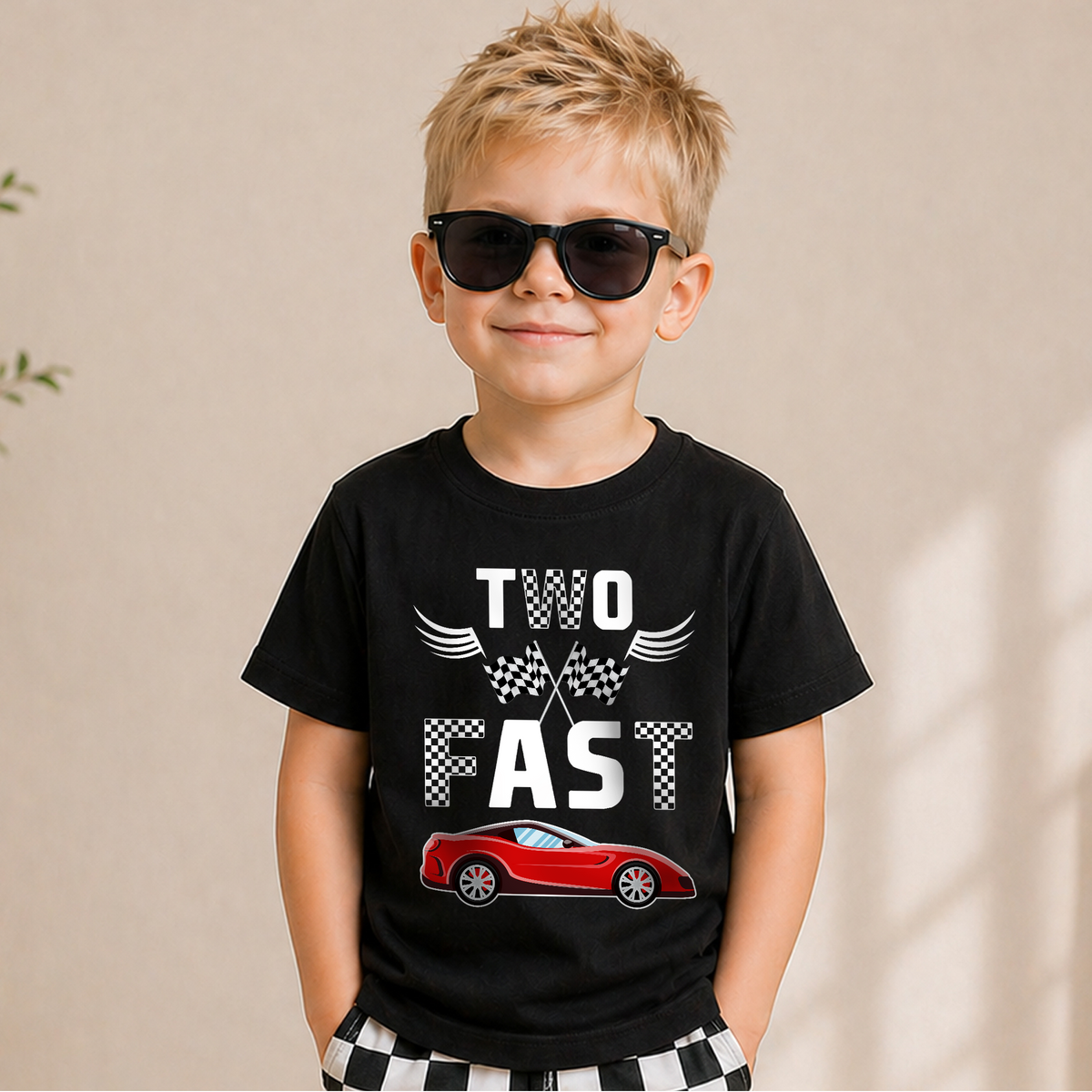 Boys Personalized TWO FAST 2nd Birthday Shirt for Boys — product view 5