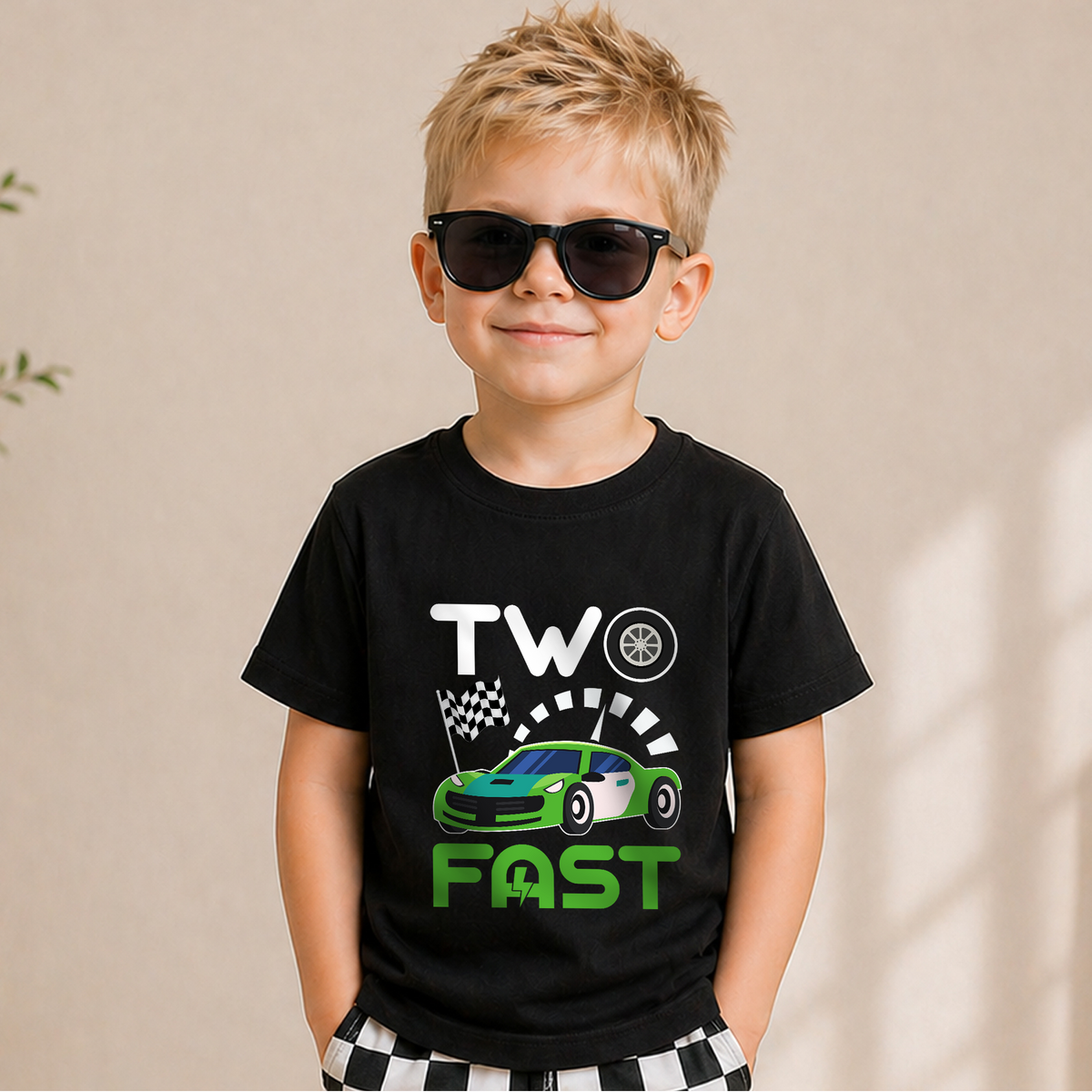 Personalized Race Car 2nd Birthday Shirt Boy, TWO FAST — product view 5