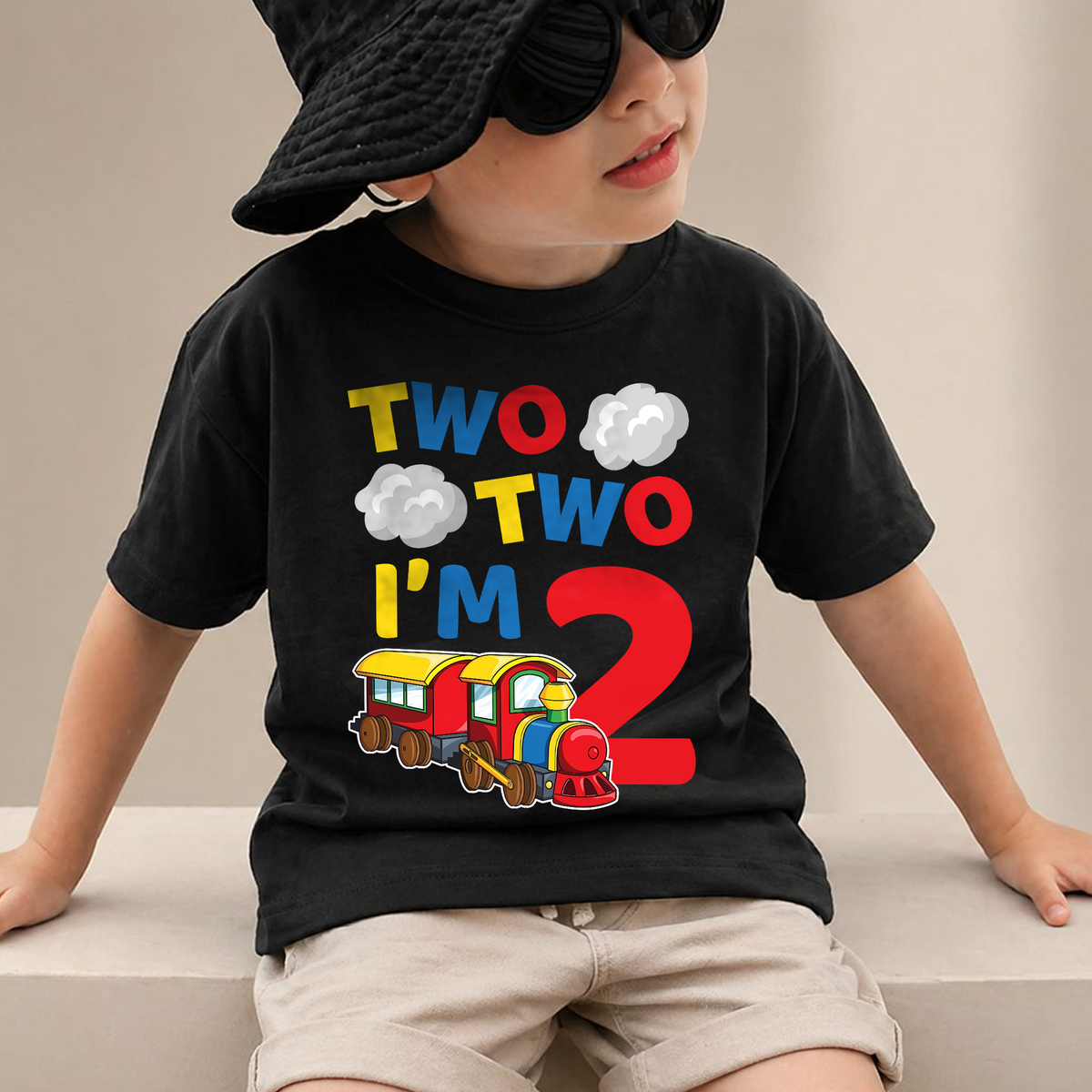 Custom Name Chugga Chugga Two Two Birthday Shirt for Boys — product view 2