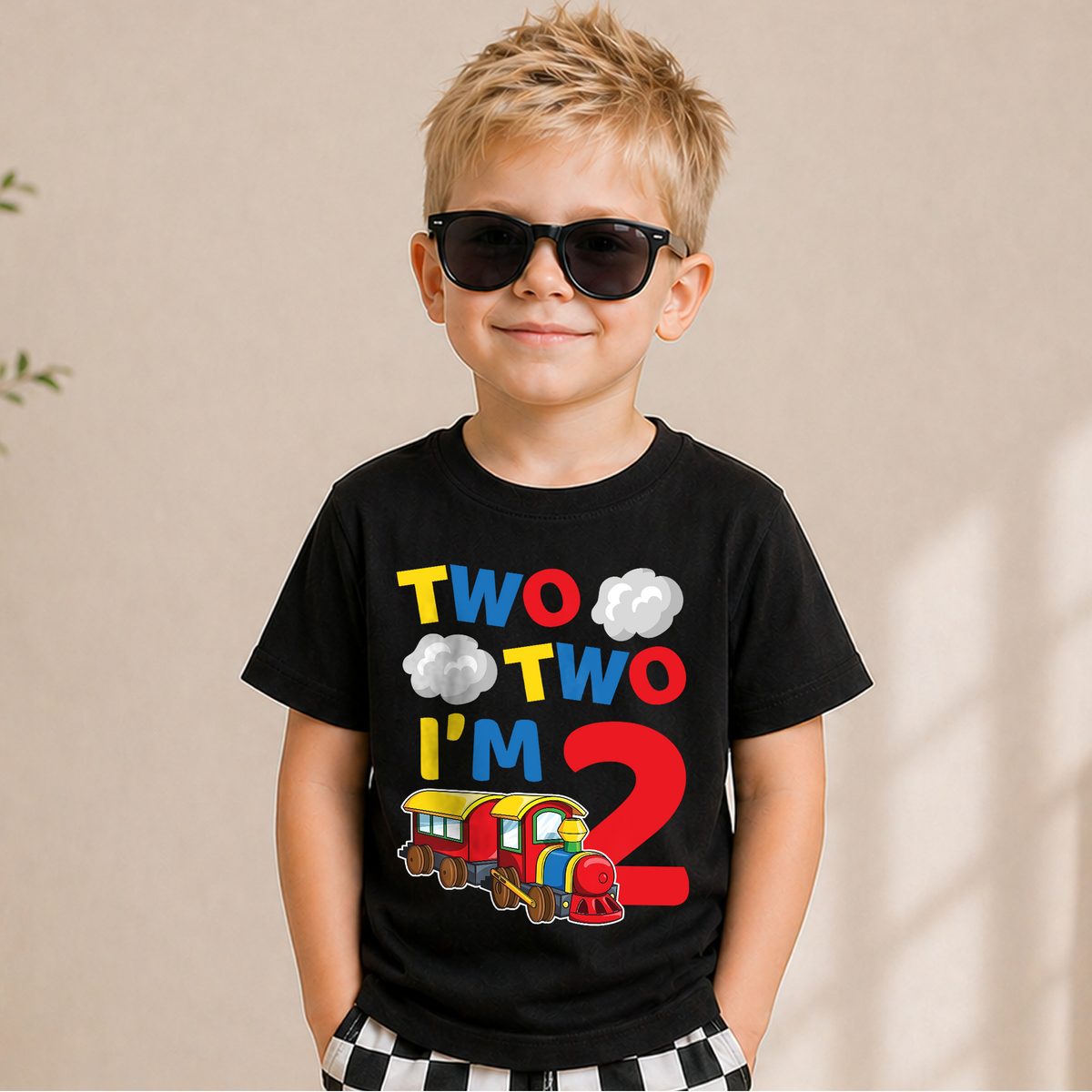Custom Name Chugga Chugga Two Two Birthday Shirt for Boys — product view 5