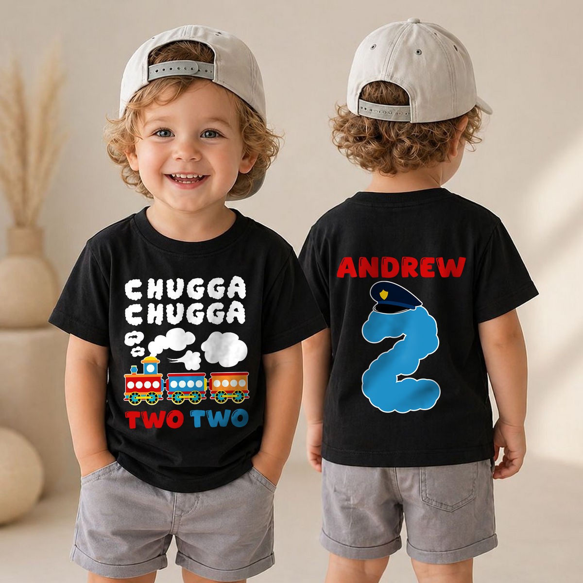 Custom Chugga Chugga Two Two Birthday Shirt for Boys — product view 4