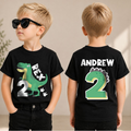 Boys Custom T-Rex 2nd Birthday Shirt Boy, Two Rex — product view 1