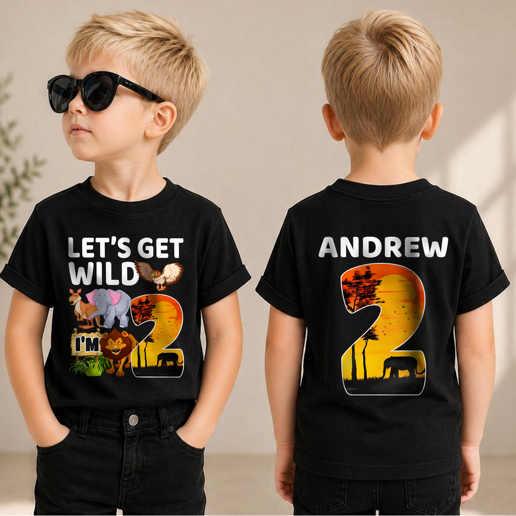 Toddler Personalized Wild 2nd Birthday Shirt Boy, Let's Get Wild — product view 1