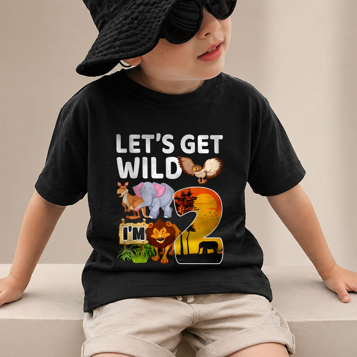 Toddler Personalized Wild 2nd Birthday Shirt Boy, Let's Get Wild — product view 2