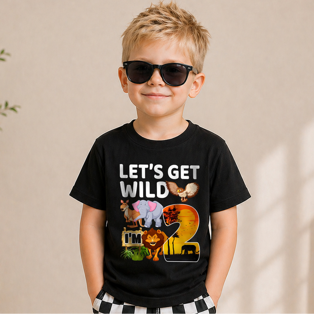 Toddler Personalized Wild 2nd Birthday Shirt Boy, Let's Get Wild — product view 5