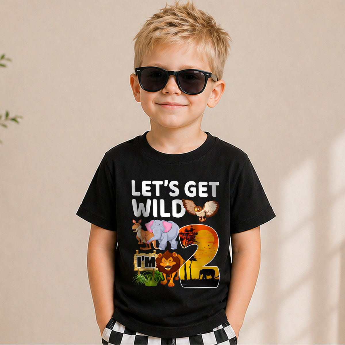 Toddler Personalized Wild 2nd Birthday Shirt Boy, Let's Get Wild — product view 5