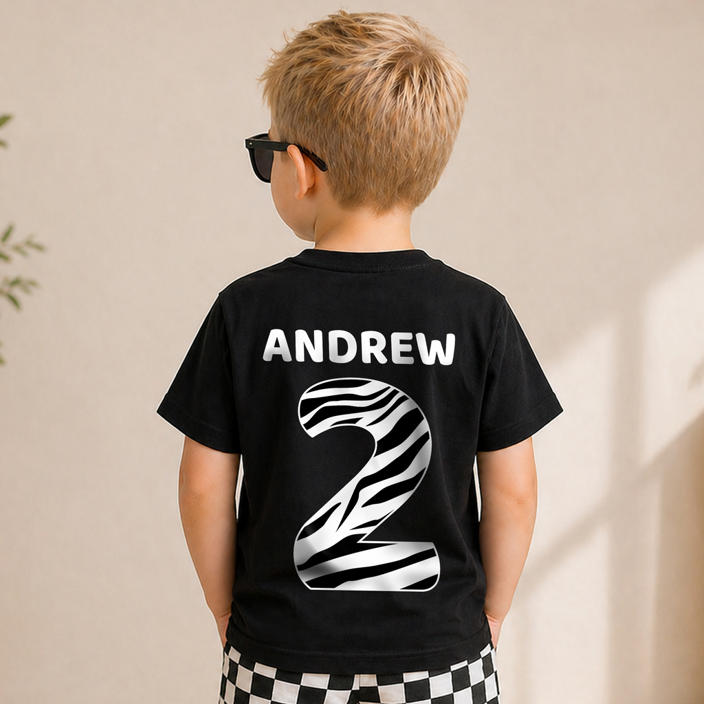 Boys Personalized Wild 2nd Birthday Shirt Boy, Born Two Be Wild — product view 6