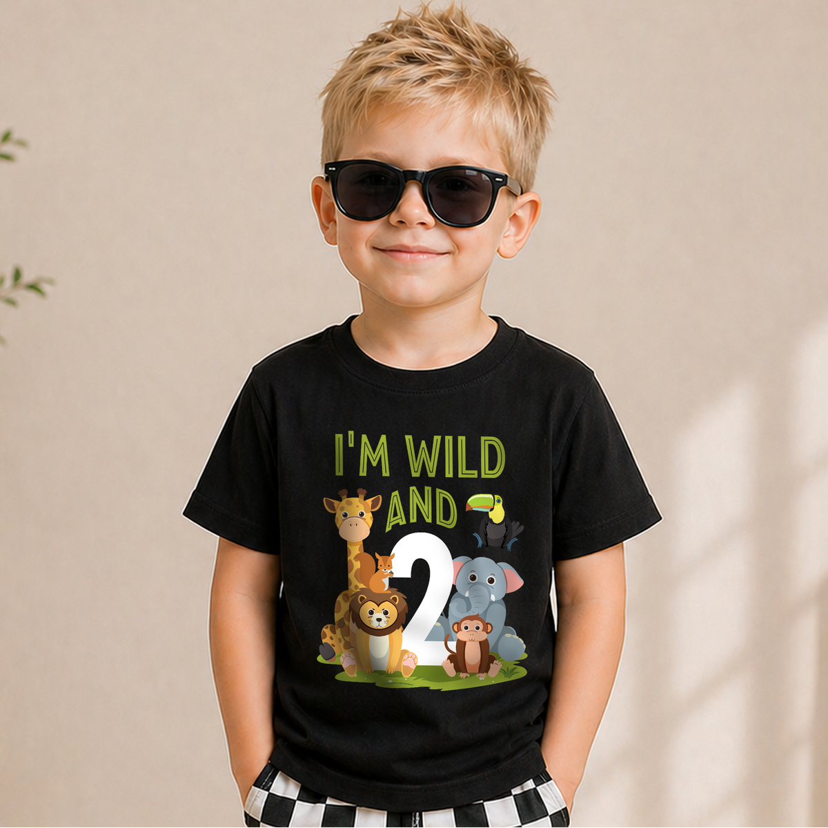 Personalized I'm Wild and Two Birthday Shirt for Boys — product view 5