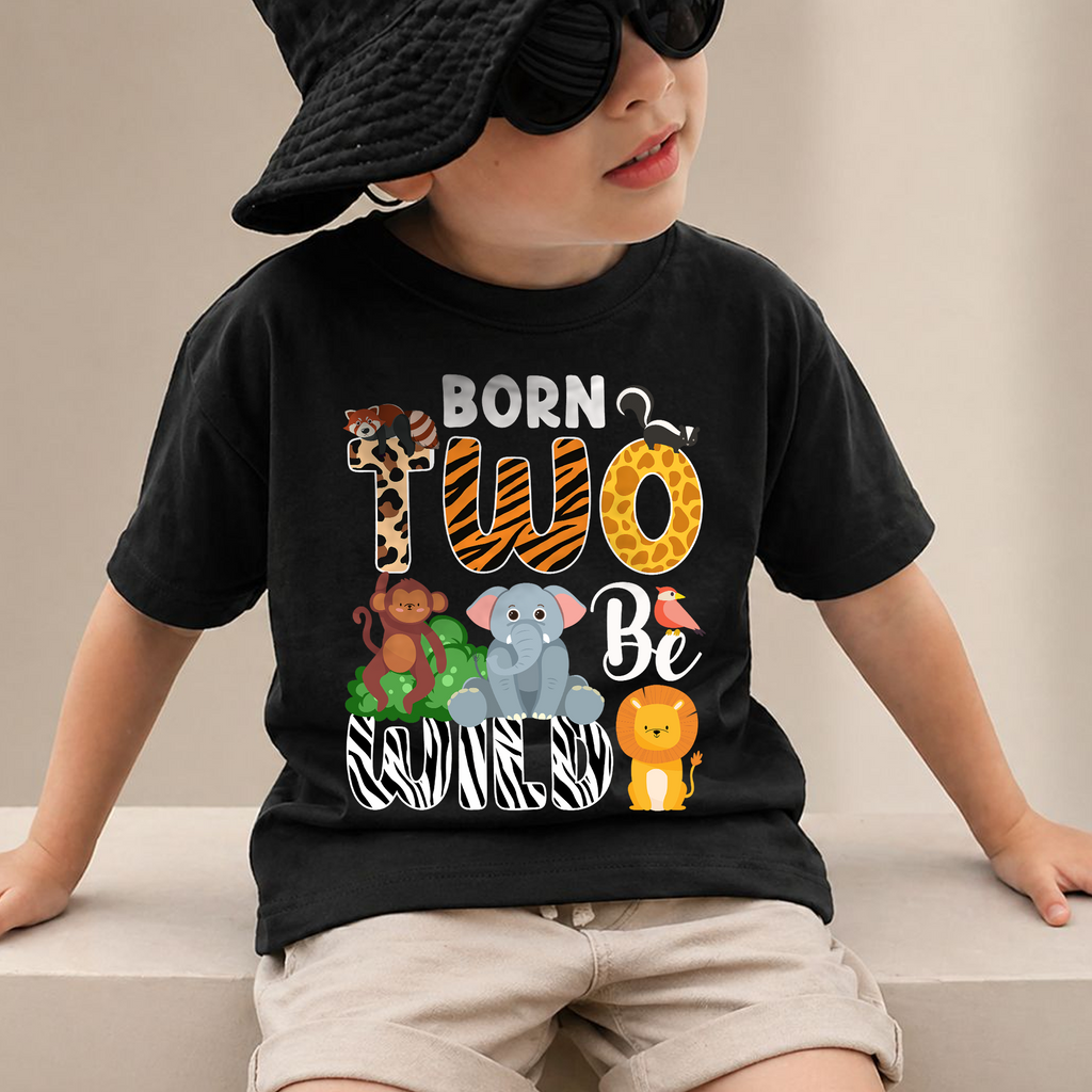 Custom Name Born Two Be Wild Birthday Shirt for Boys — product view 2