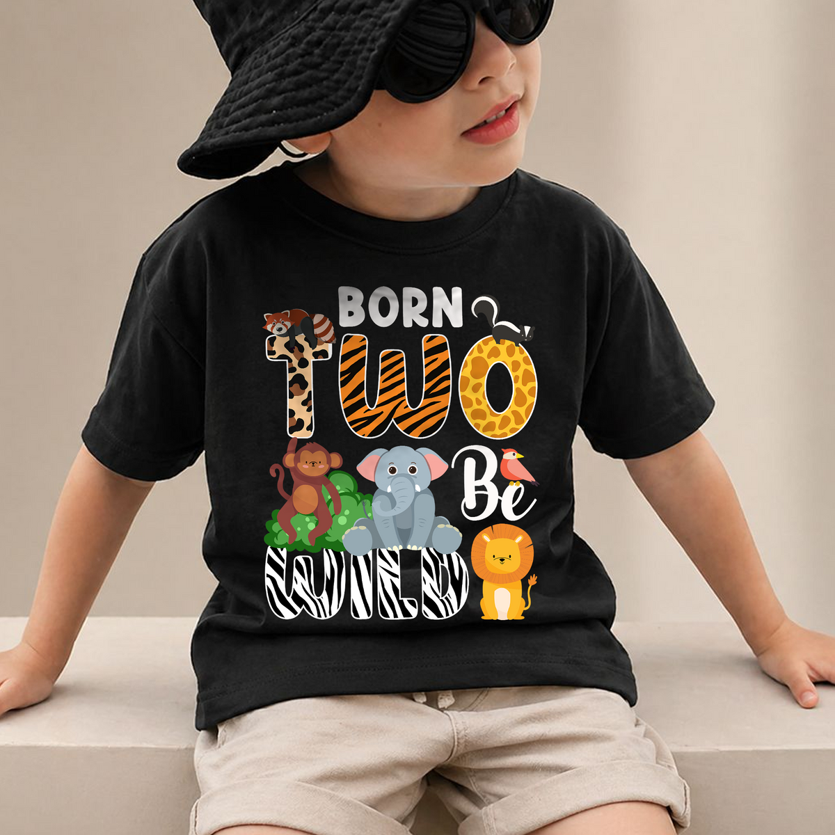Custom Name Born Two Be Wild Birthday Shirt for Boys — product view 2