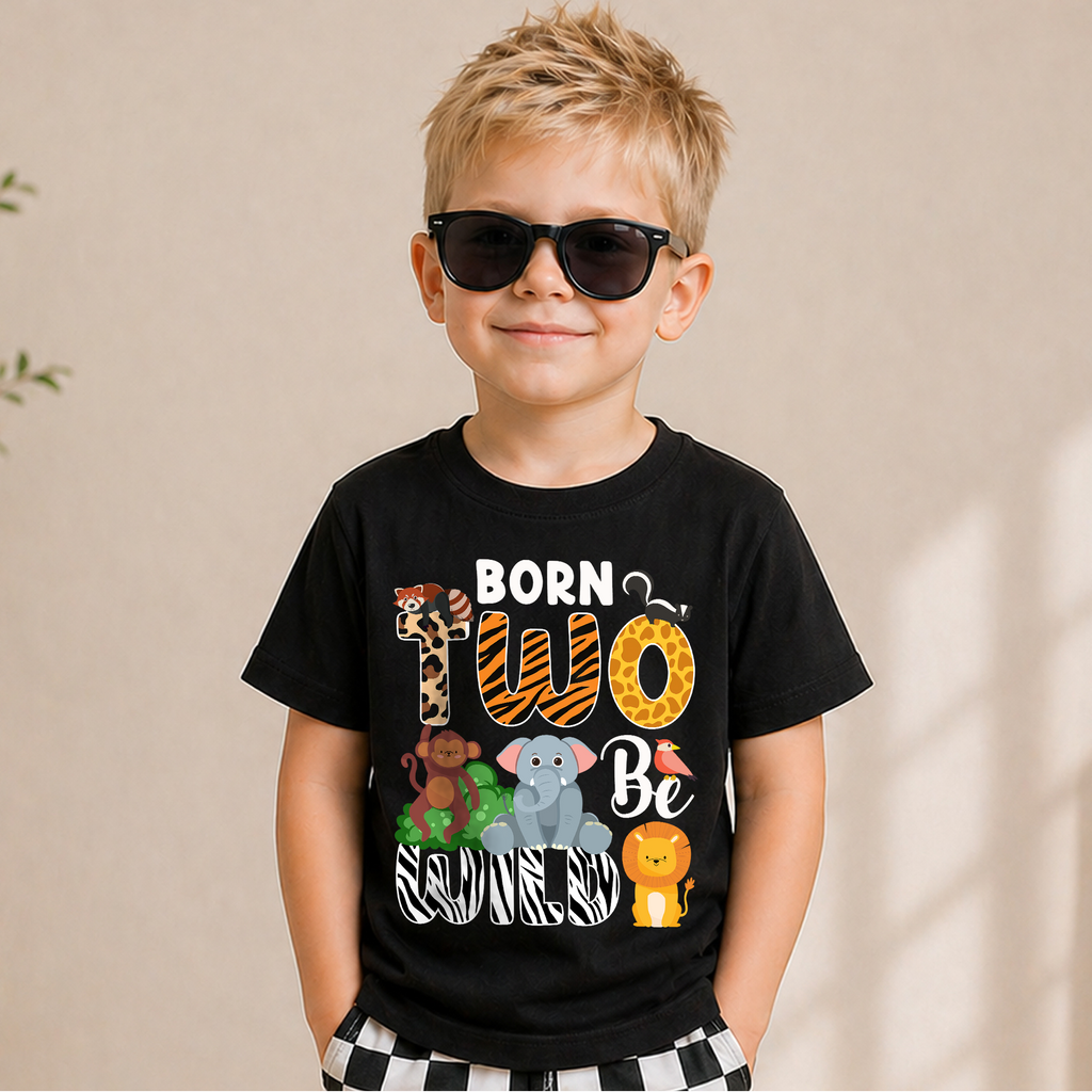 Custom Name Born Two Be Wild Birthday Shirt for Boys — product view 5