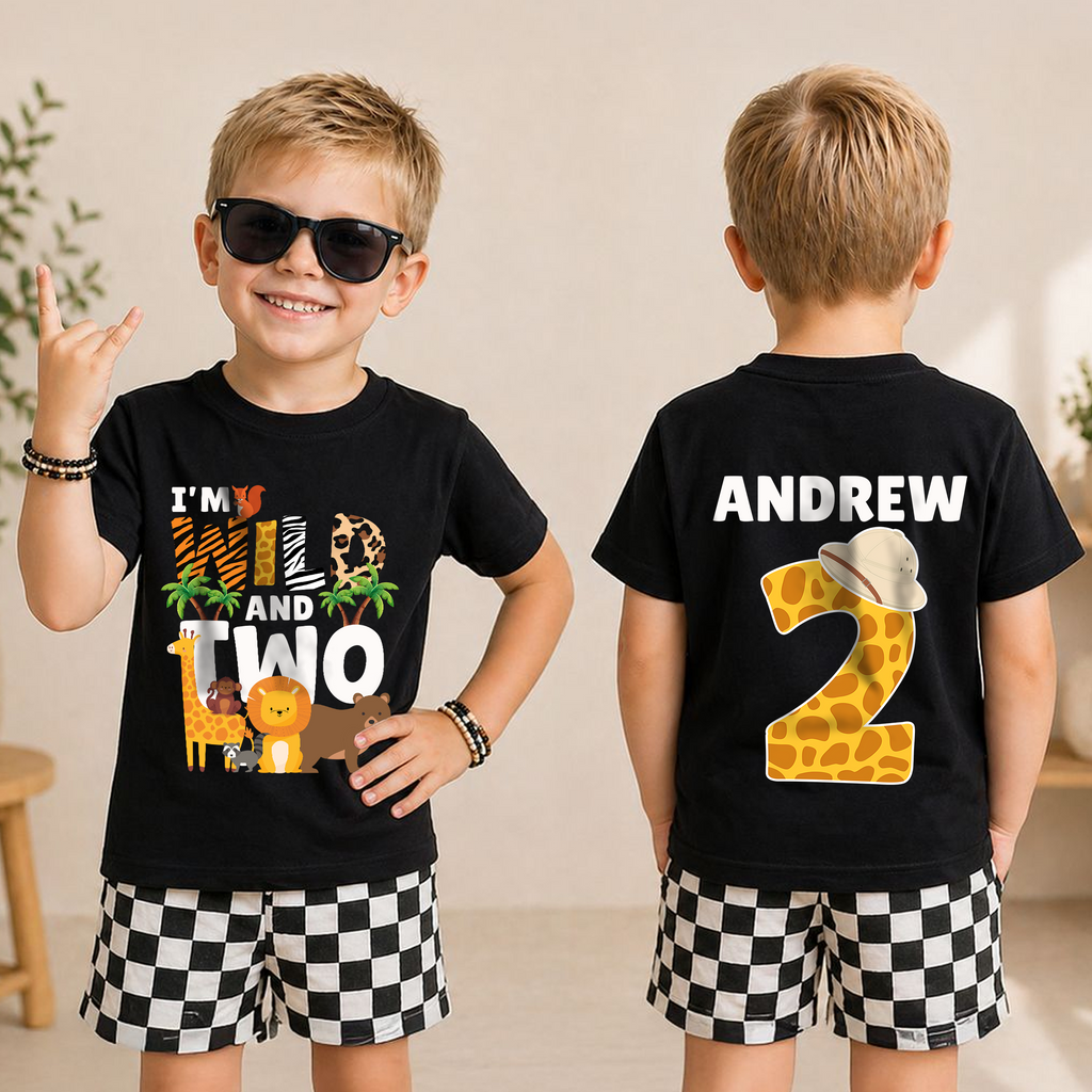 Custom I'm Wild and Two Birthday Shirt for Boys — product view 3