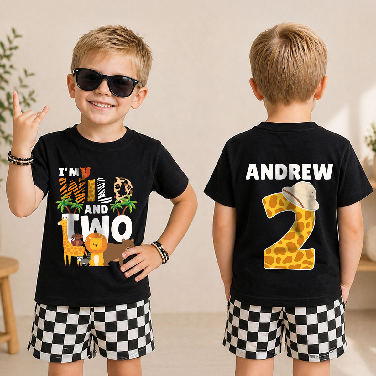 Custom I'm Wild and Two Birthday Shirt for Boys — product view 3