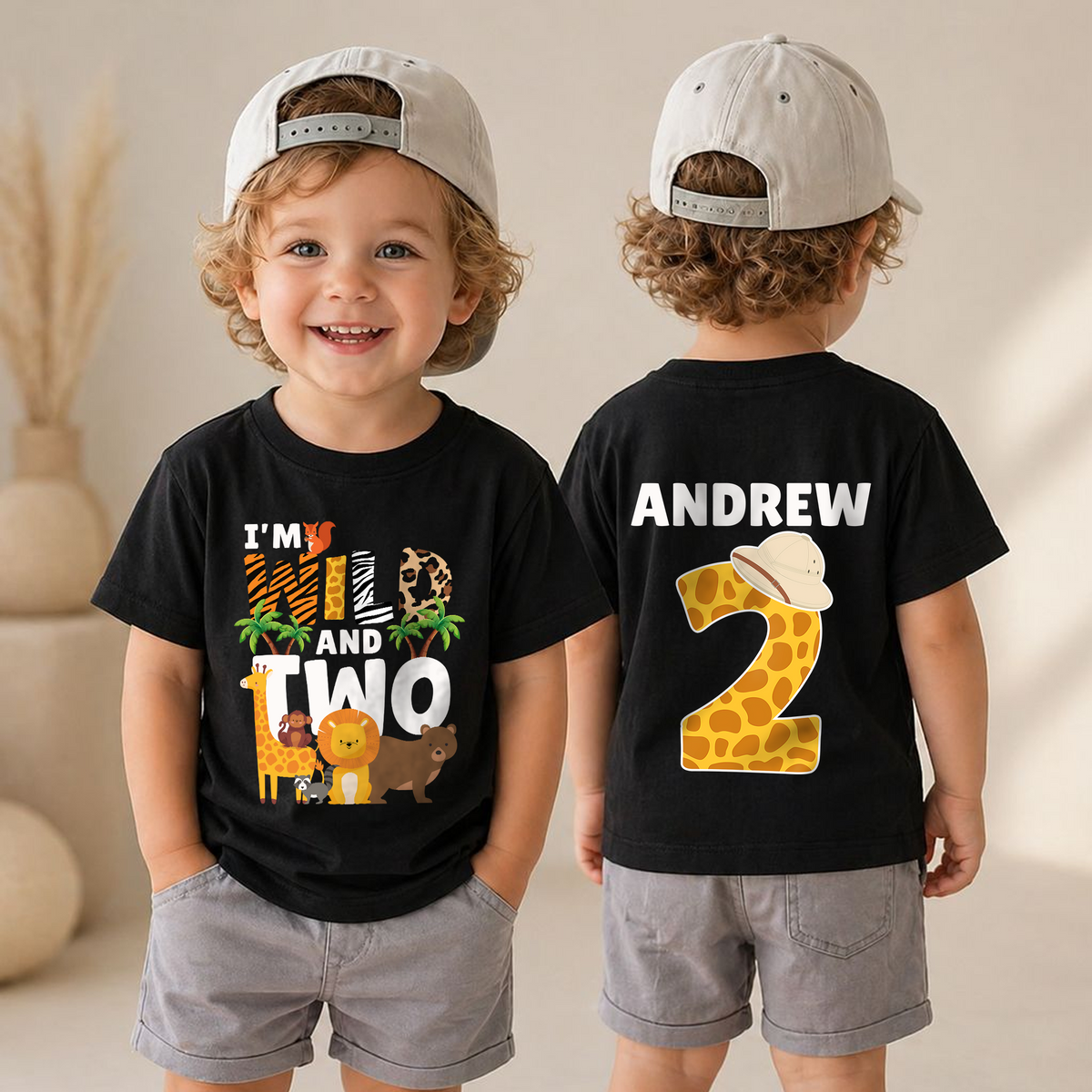 Custom I'm Wild and Two Birthday Shirt for Boys — product view 4