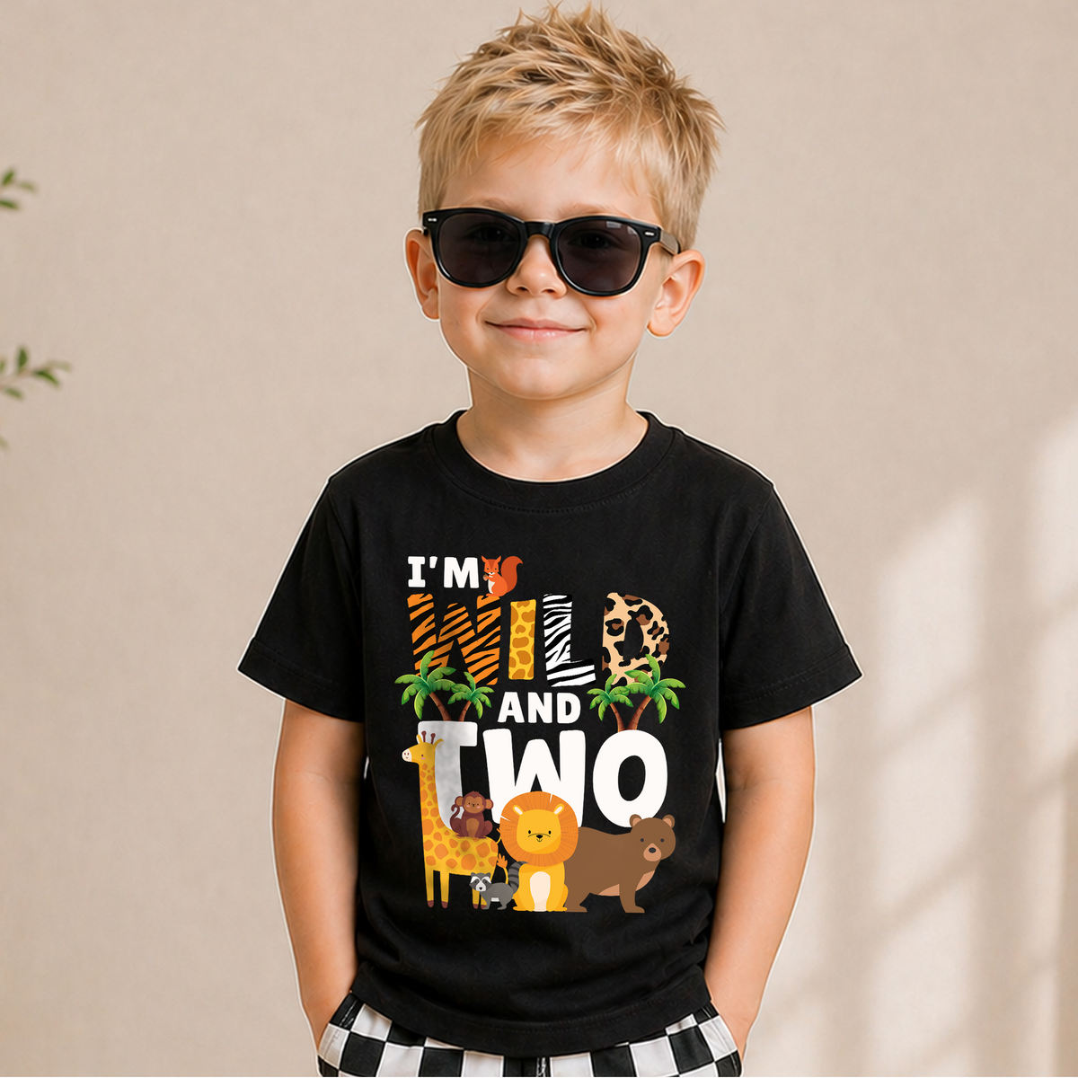 Custom I'm Wild and Two Birthday Shirt for Boys — product view 5