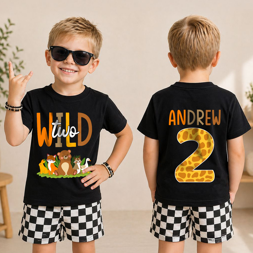 Boys Custom Wild Two Birthday Shirt for Boys — product view 3