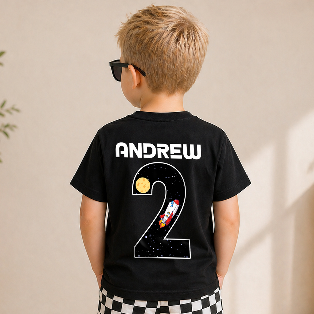 Custom Astronaut 2nd Birthday Shirt for Boys — product view 2