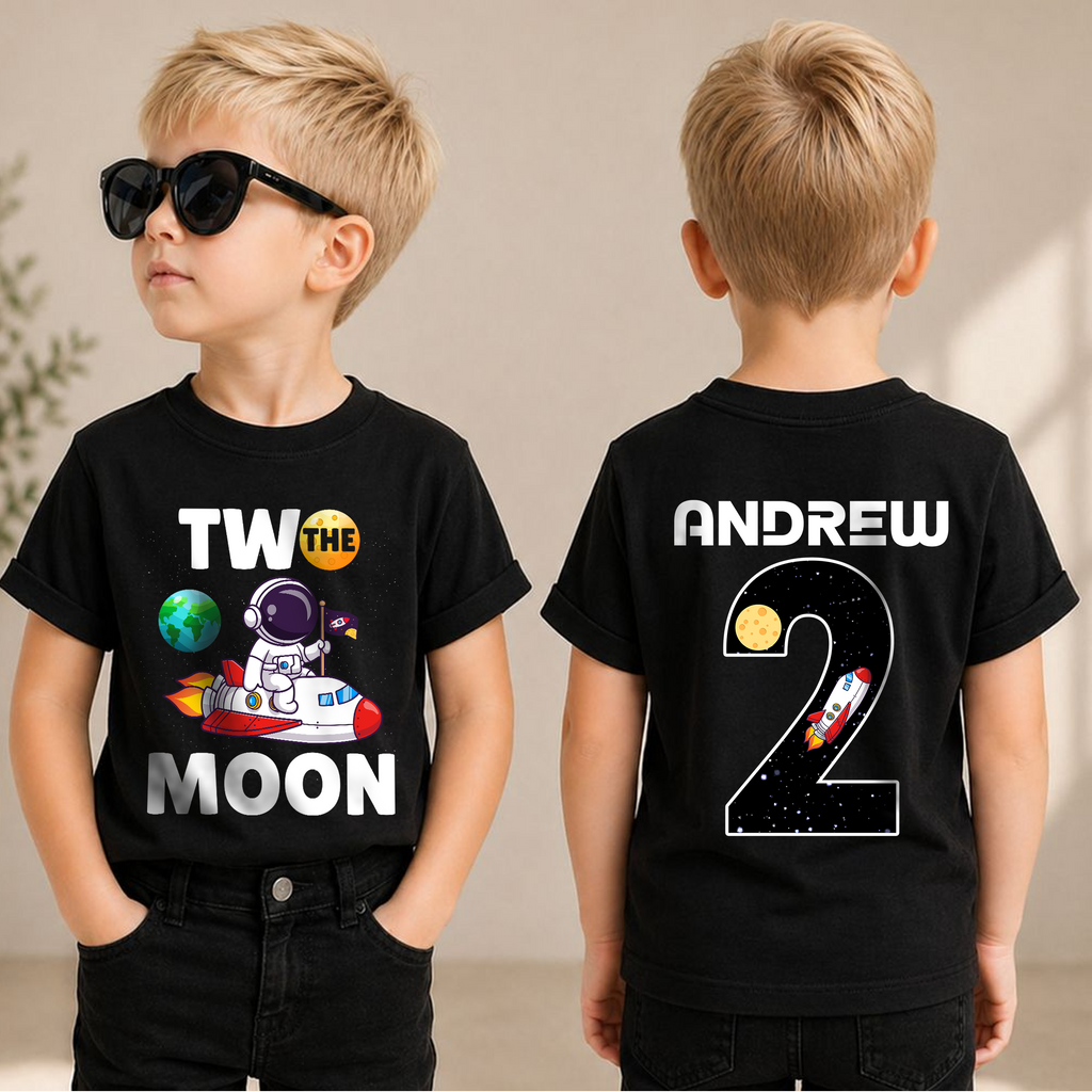 Custom Astronaut 2nd Birthday Shirt for Boys — product view 3