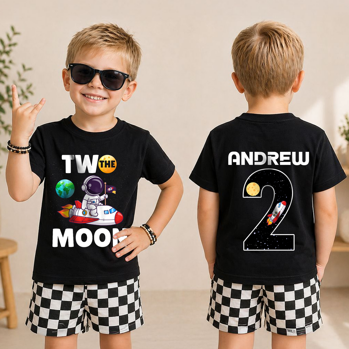 Custom Astronaut 2nd Birthday Shirt for Boys — product view 5