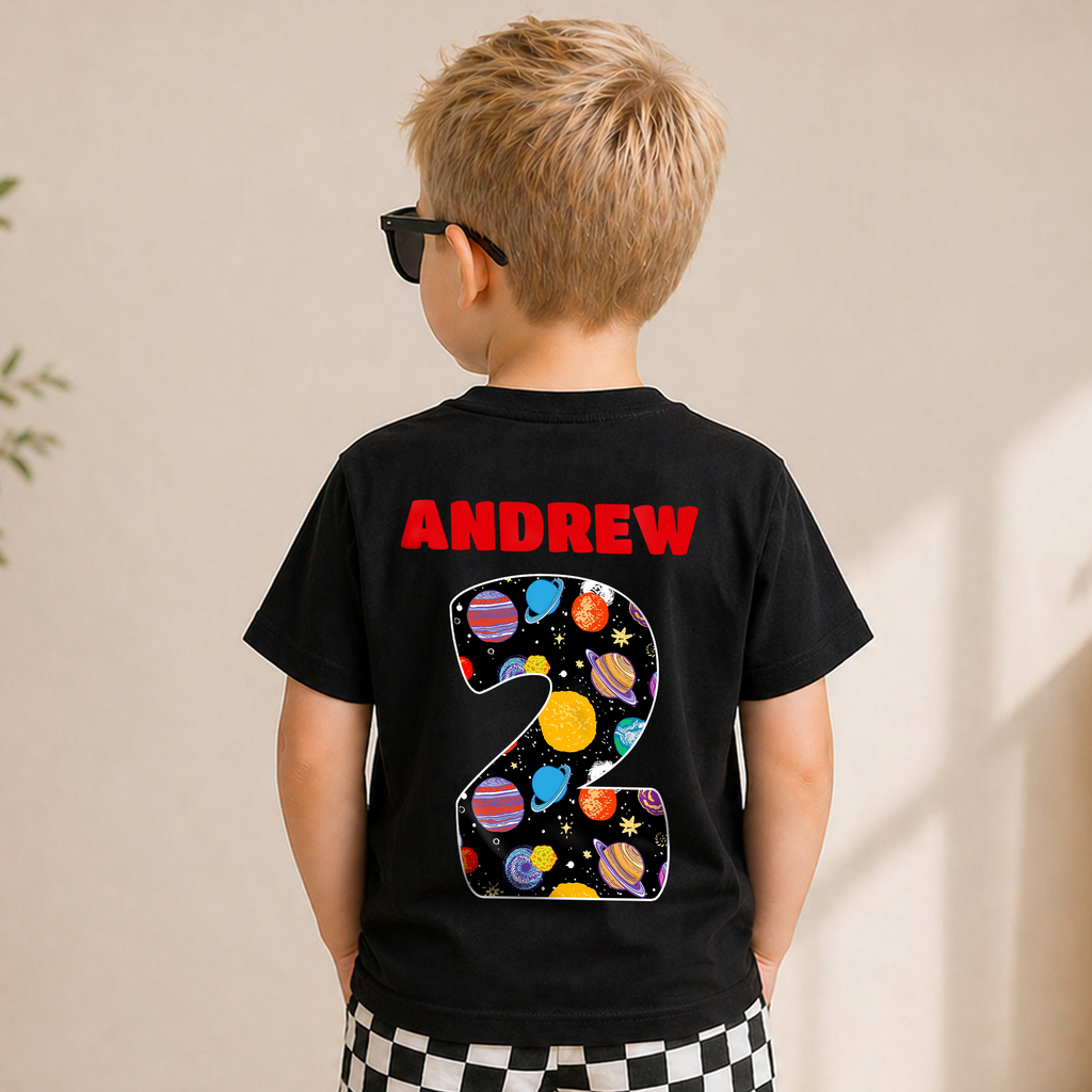 Boys Custom Astronaut 2nd Birthday Shirt — product view 2
