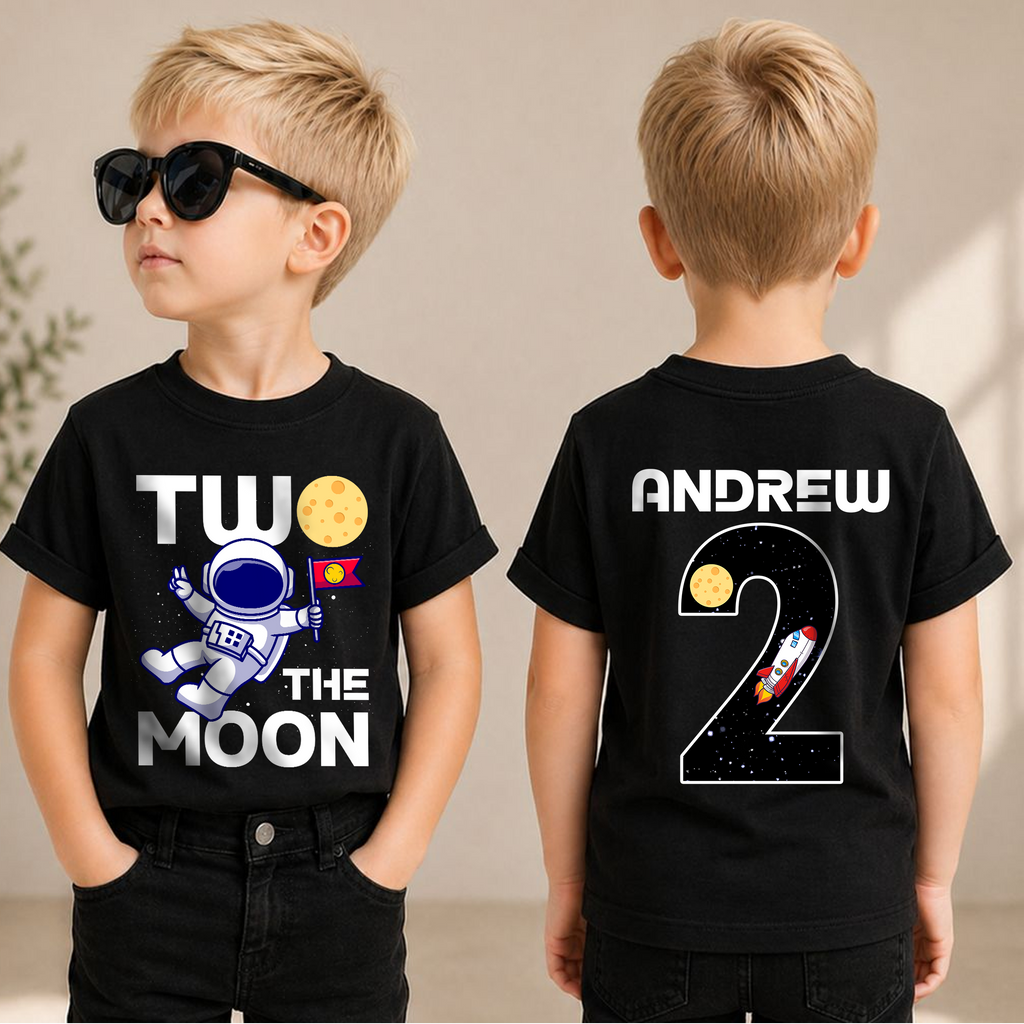 Toddler Personalized Astronaut 2nd Birthday Shirt — product view 3
