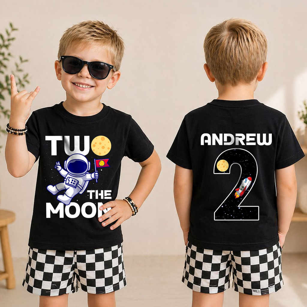 Toddler Personalized Astronaut 2nd Birthday Shirt — product view 5
