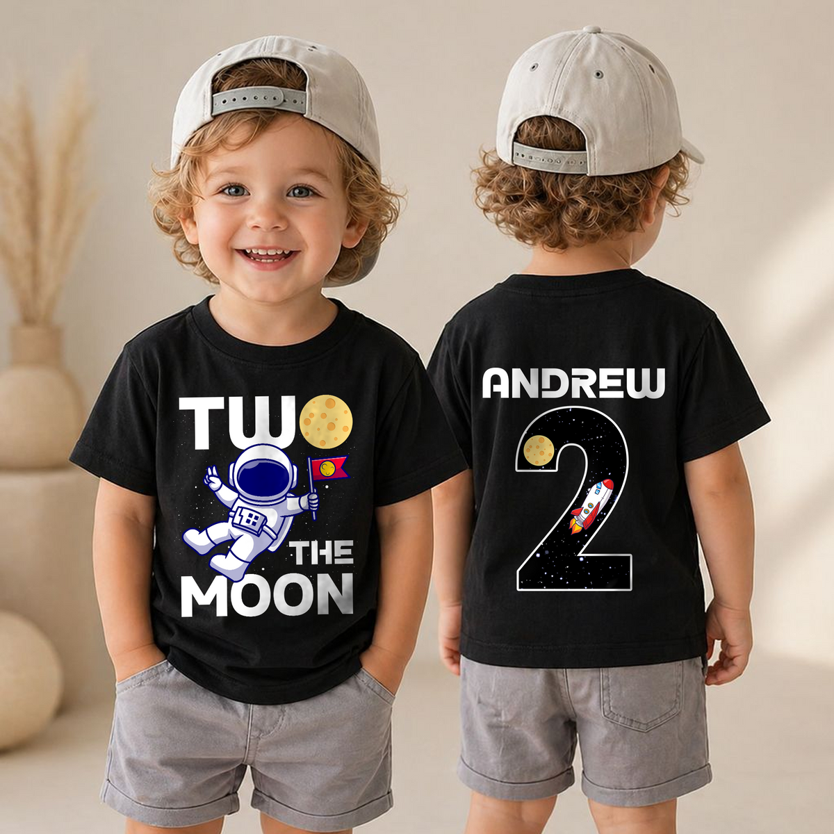 Toddler Personalized Astronaut 2nd Birthday Shirt — product view 6