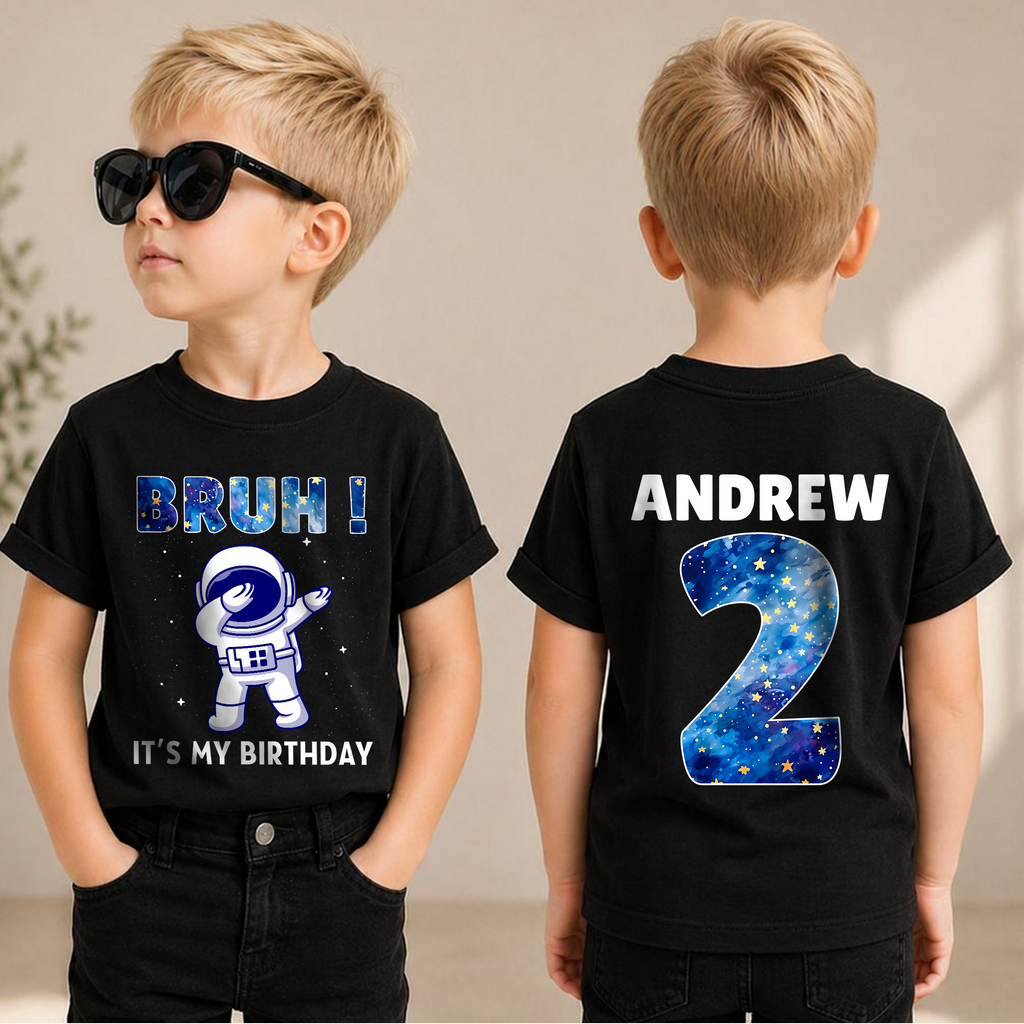 Boys Personalized Astronaut 2nd Birthday Shirt — product view 3