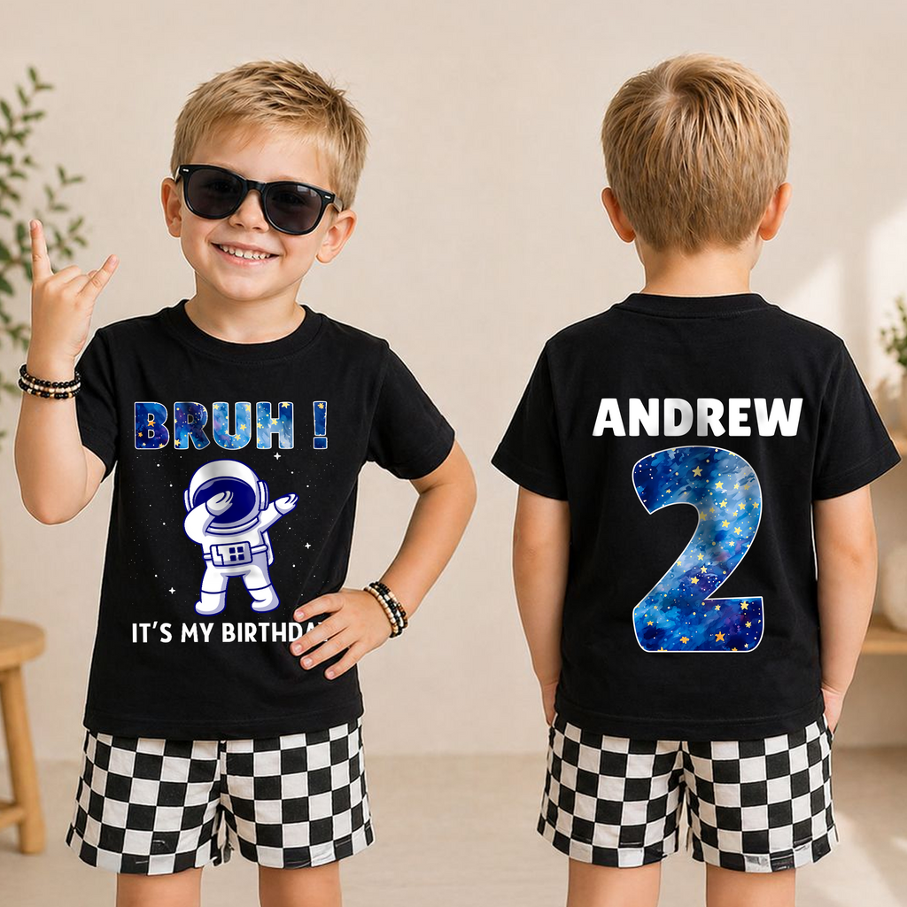Boys Personalized Astronaut 2nd Birthday Shirt — product view 5