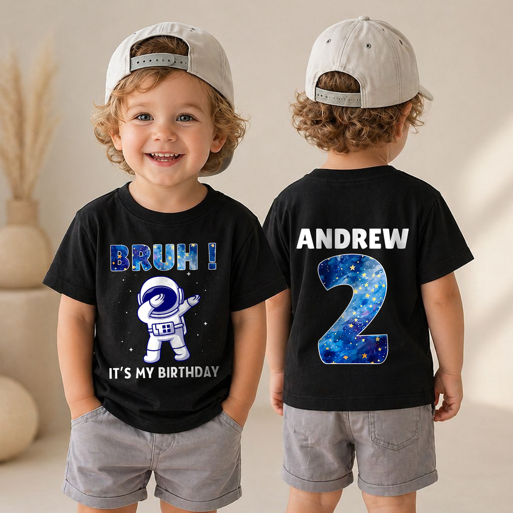 Boys Personalized Astronaut 2nd Birthday Shirt — product view 6
