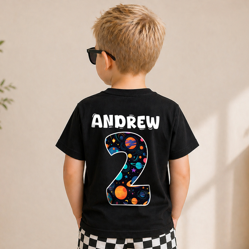 Personalized Astronaut Space Birthday Shirt, Custom Name — product view 2