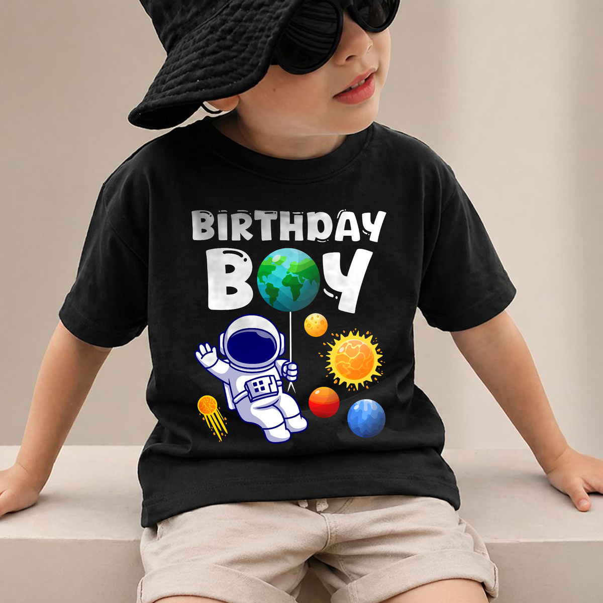 Personalized Astronaut Space Birthday Shirt, Custom Name — product view 4