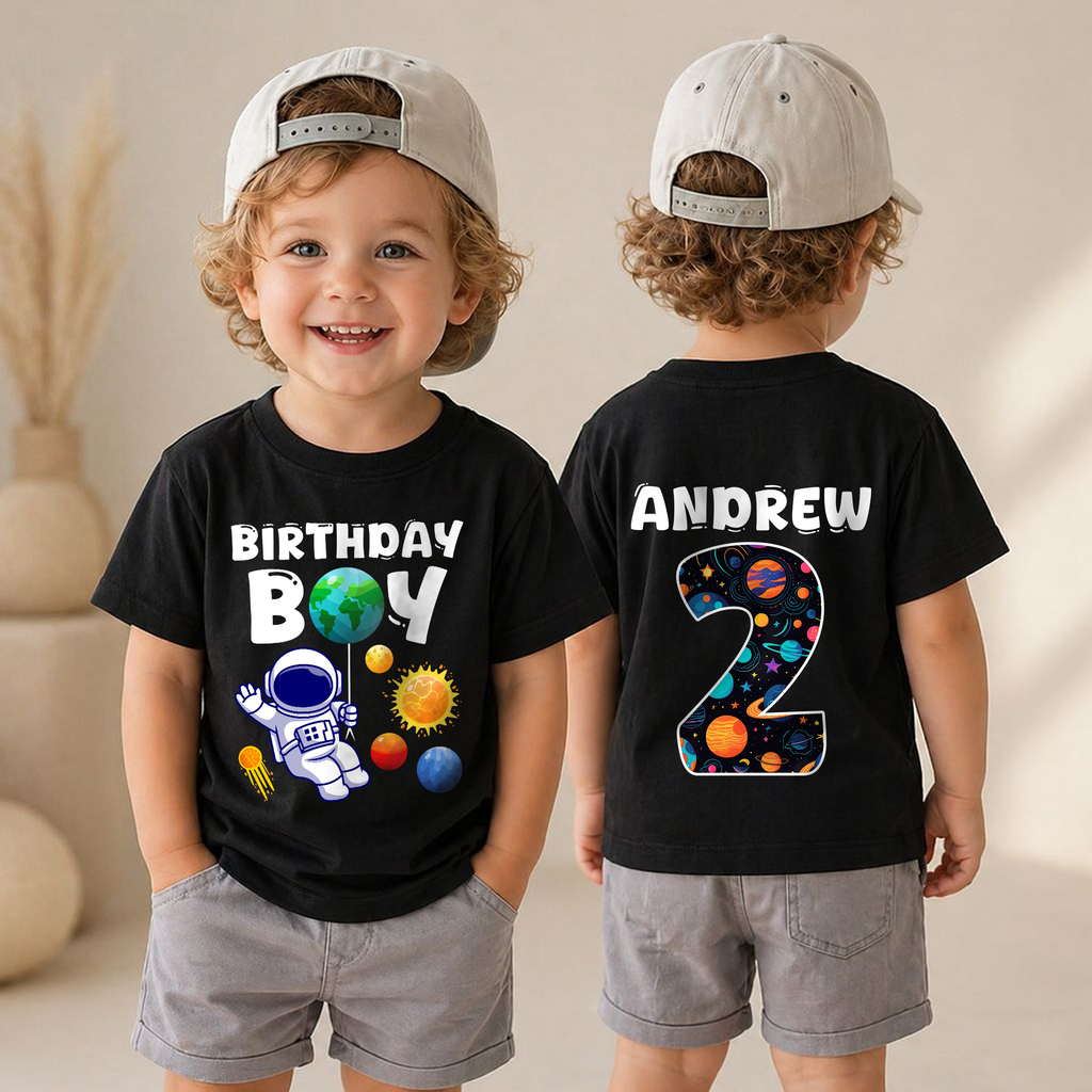 Personalized Astronaut Space Birthday Shirt, Custom Name — product view 6