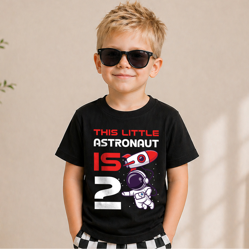 Custom Name Astronaut Space Birthday Shirt Boy — product view 1
