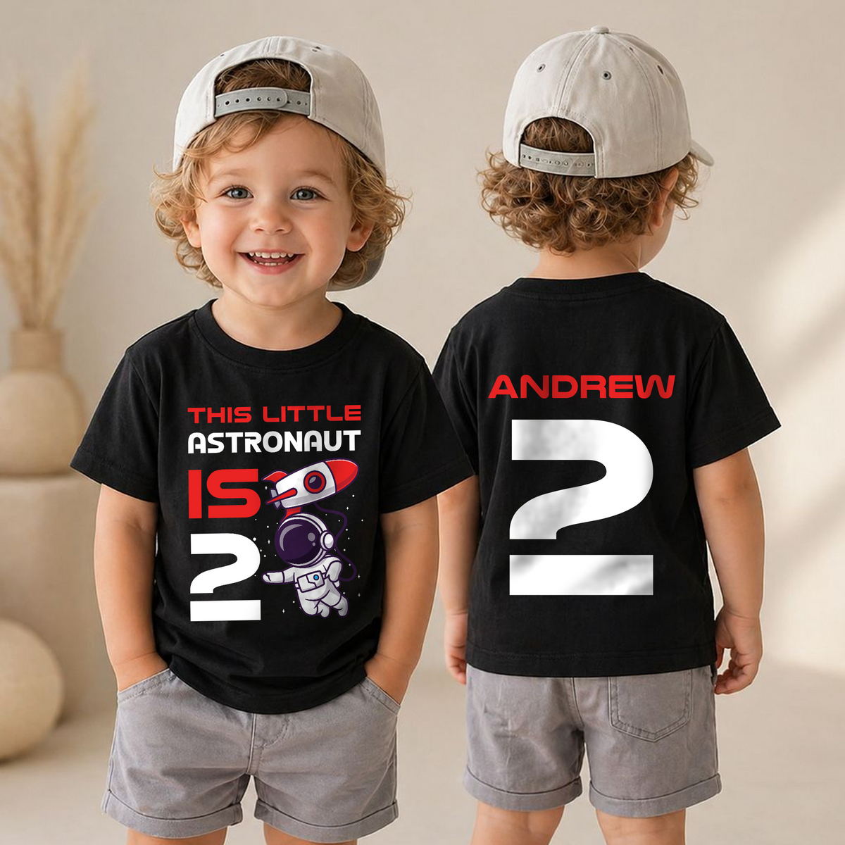 Custom Name Astronaut Space Birthday Shirt Boy — product view 6