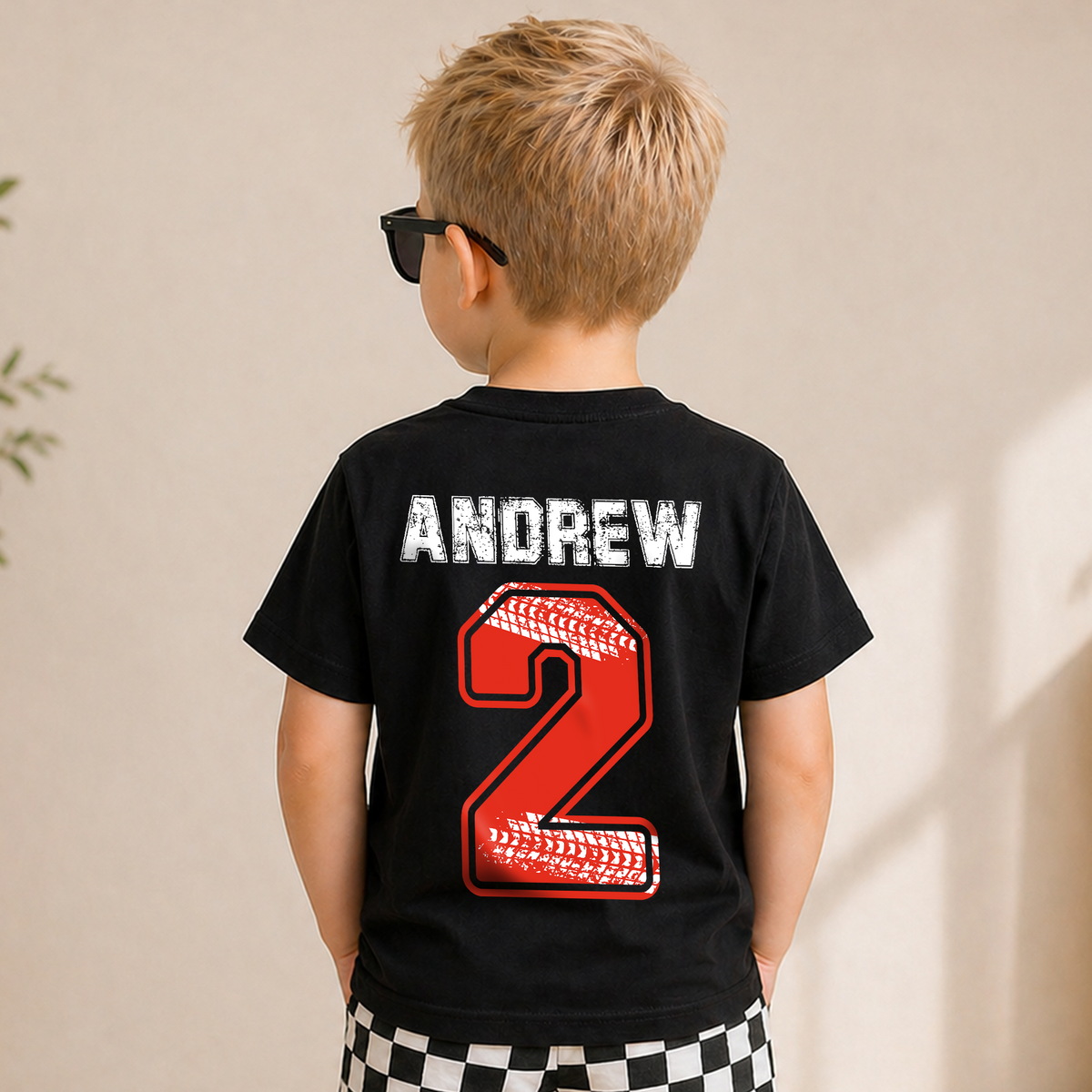 Toddler Personalized Race Car 2nd Birthday Shirt Boy — product view 6