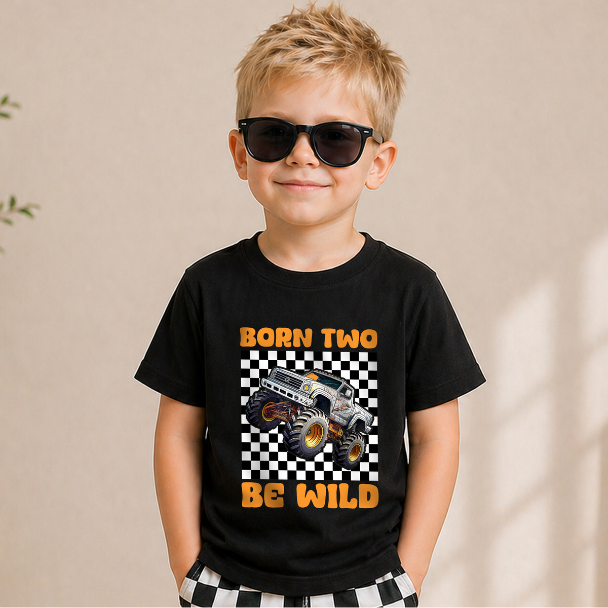 Boys Personalized Monster Truck Birthday Boy Shirt 2, Crushing It — product view 5